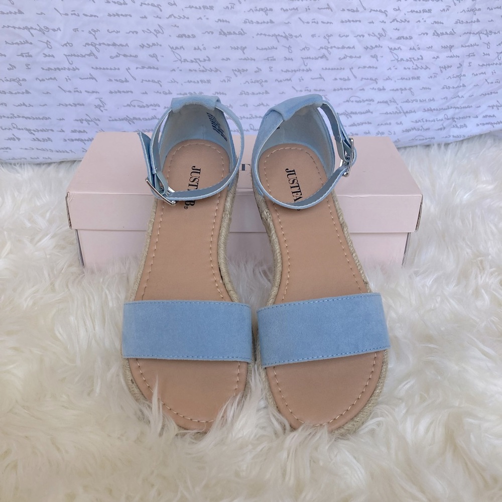 Flat Light Blue Espadrille Sandals